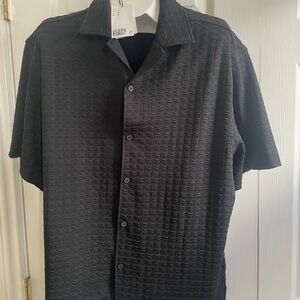 H&M Textured Black Button-Up Shirt